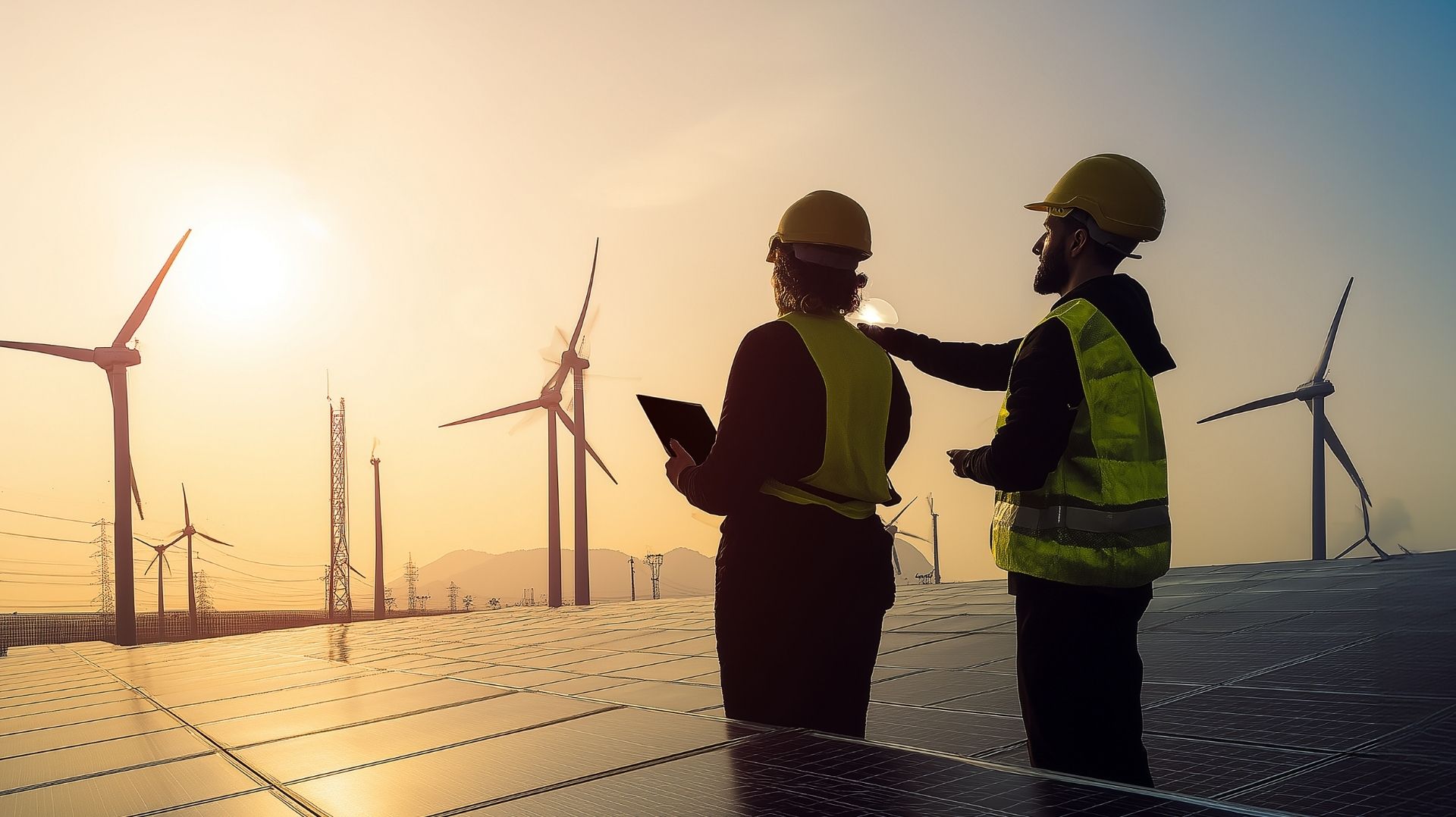 Engineers Overseeing Renewable Energy Infrastructure